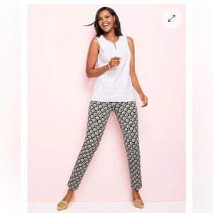 Talbots Black and White Floral Chatham Ankle Pants | Size 12